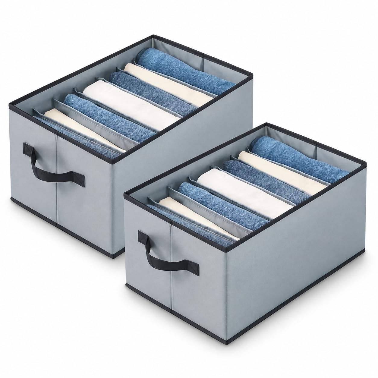 Elegant Storage Drawer Organizer with 7 Grid Compartments, Floral Pattern Storage Box for Clothes, Jeans, Sweaters, T-shirts, Multi-Purpose Wardrobe Organization (gray)-image-42