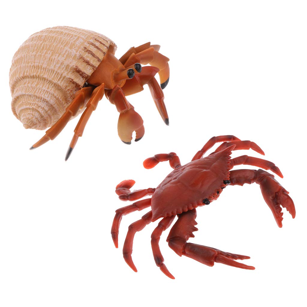 Flameer 2 Pieces Artificial Animal Home Decoration Gift Toy Handcraft Realistic Hermit & Red