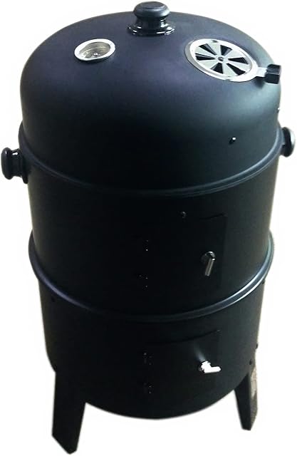 BillyOh Charcoal BBQ Grill Smoker 3 in 1 Barbecue Steel Barrel Arizona Portable BBQ with 3 Layer Chamber and Temperature Gauge Outdoor Garden Camping , Black