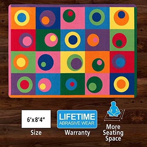 Flagship Carpets Multi Silly Circles Colorful Abstract Children's Classroom Area Rug For Kids Room Seating Décor, Play Carpet For Teaching And Playing, (Seats 20), 5'10" X 8'4", Rectangle #TOP1