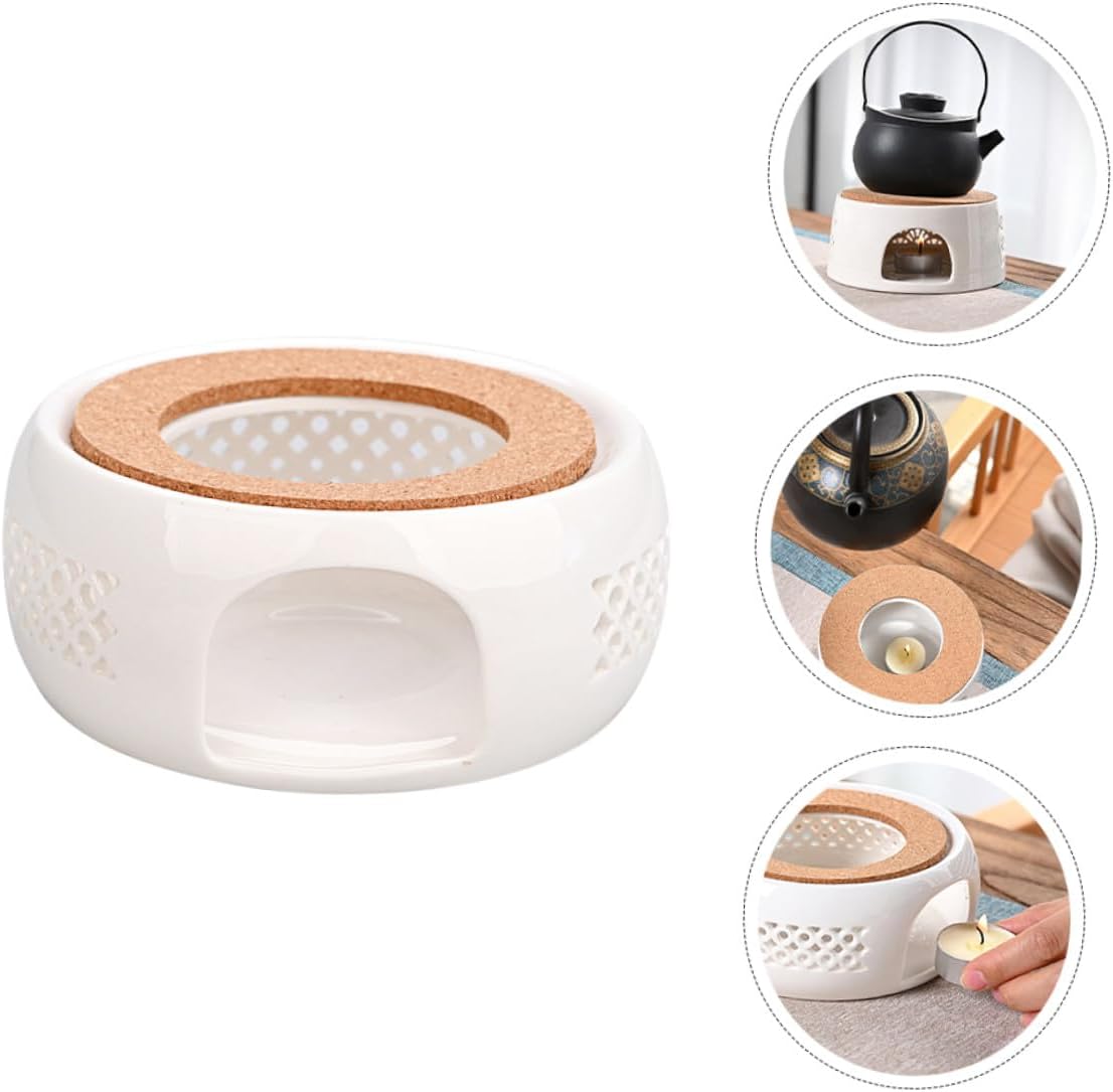 Ceramic Teapot Warmer Base Hollow Design for Tea Heating Support with Accent Easy to Clean Tea Pot Stand