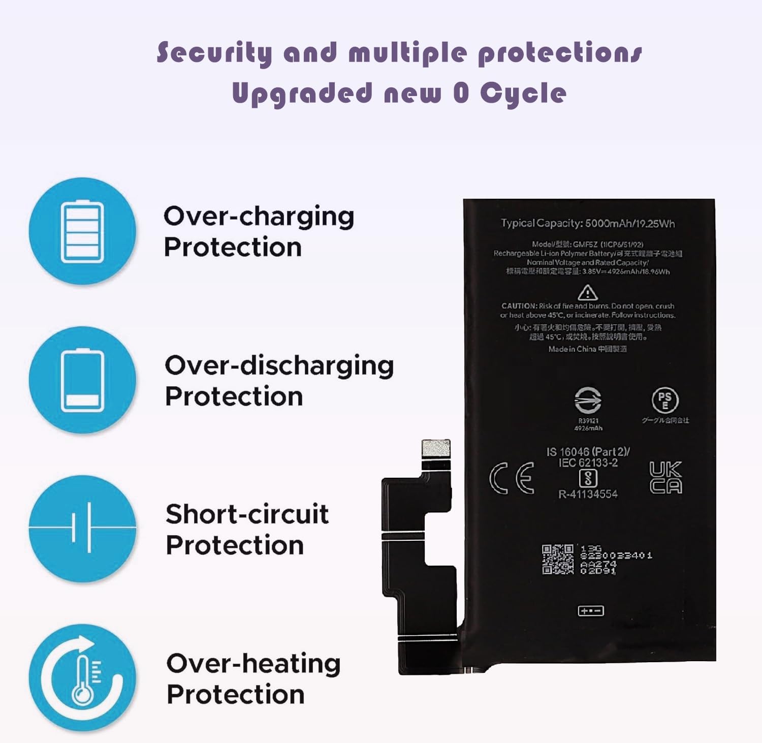 Pixel 7 Pro Battery,2026 Upgraded New Battery Replacement for Google Pixel 7 Pro Model GP4BC, GE2AE, GFE4J with Adhesive and Repair Tool Kits