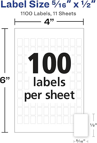 Miniatura 3 de Avery Etiquetas rectangulares extraíbles, 0.31 x 0.5 pulgadas, blancas, 18 paquetes (5412)