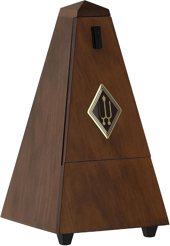 Wittner Metronome Taktell Pyramid Shape System Maelzel Series 800 - Solid wood casing - Without bell - Matte walnut - Mechanically wound - No batteries required - Made in Germany