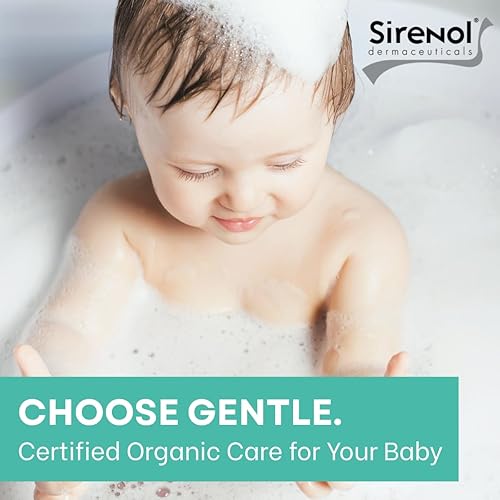 Miniatura 5 de Sirenol Champú orgánico para bebés y gel de baño, certificado Cosmos, dermatológicamente probado, desenredante, fórmula natural sensible y sin