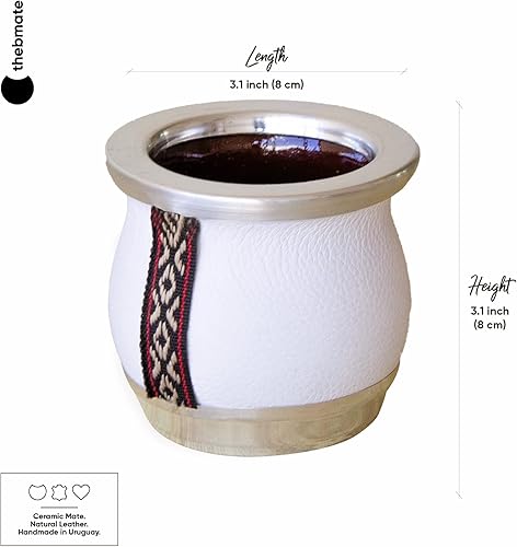 Miniatura 3 de Taza de yerba mate prémium (calabaza mate) - Taza de té de cerámica hecha a mano - Cuero marrón envuelto hecho a mano en Uruguay - Mate Tiny -