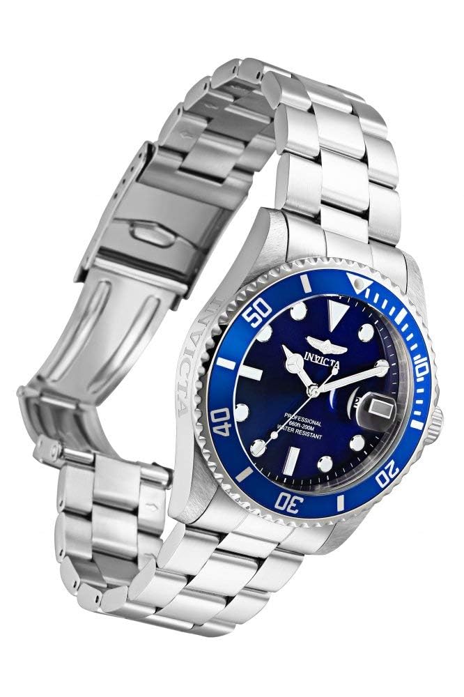 Pro Diver Reloj de cuarzo azul con esfera azul de acero inoxidable para hombre 33267, plateado, Reloj de cuarzo, buzo 3