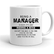 GrassVillage Funny Manager Mug   Being a Manager is Easy Like Riding a Bike   Sarcastic Work Gift for Boss, Supervisor, Colleague   Office Humor, Birthday, Leaving Gift   11oz White Ceramic Cup