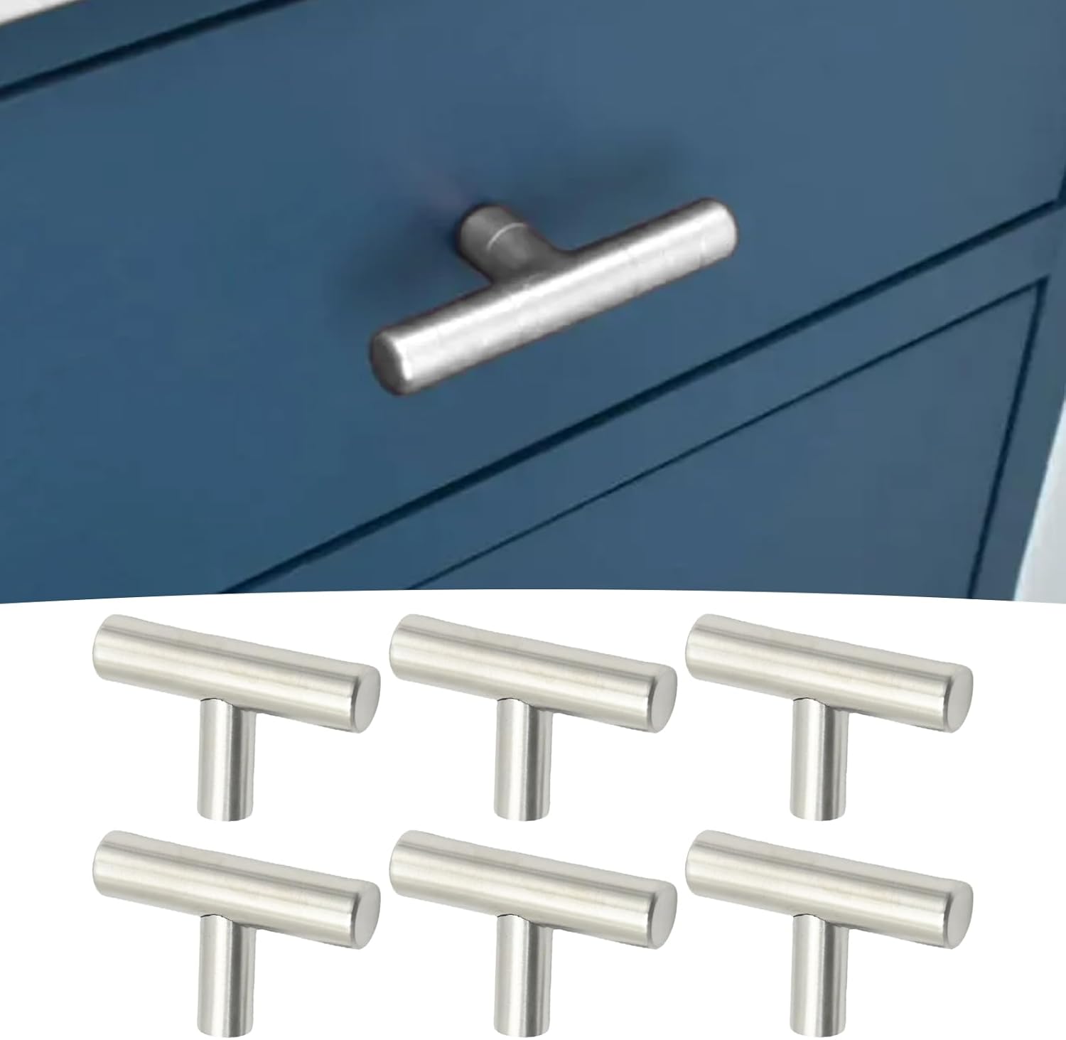 10Pcs 2Inch Cabinet Handles, Stainless Steel Satin Nickel Kitchen Cabinet Hardware Handles, Cabinet Pulls for Kitchen Living Room Bedroom Bathroom Office
