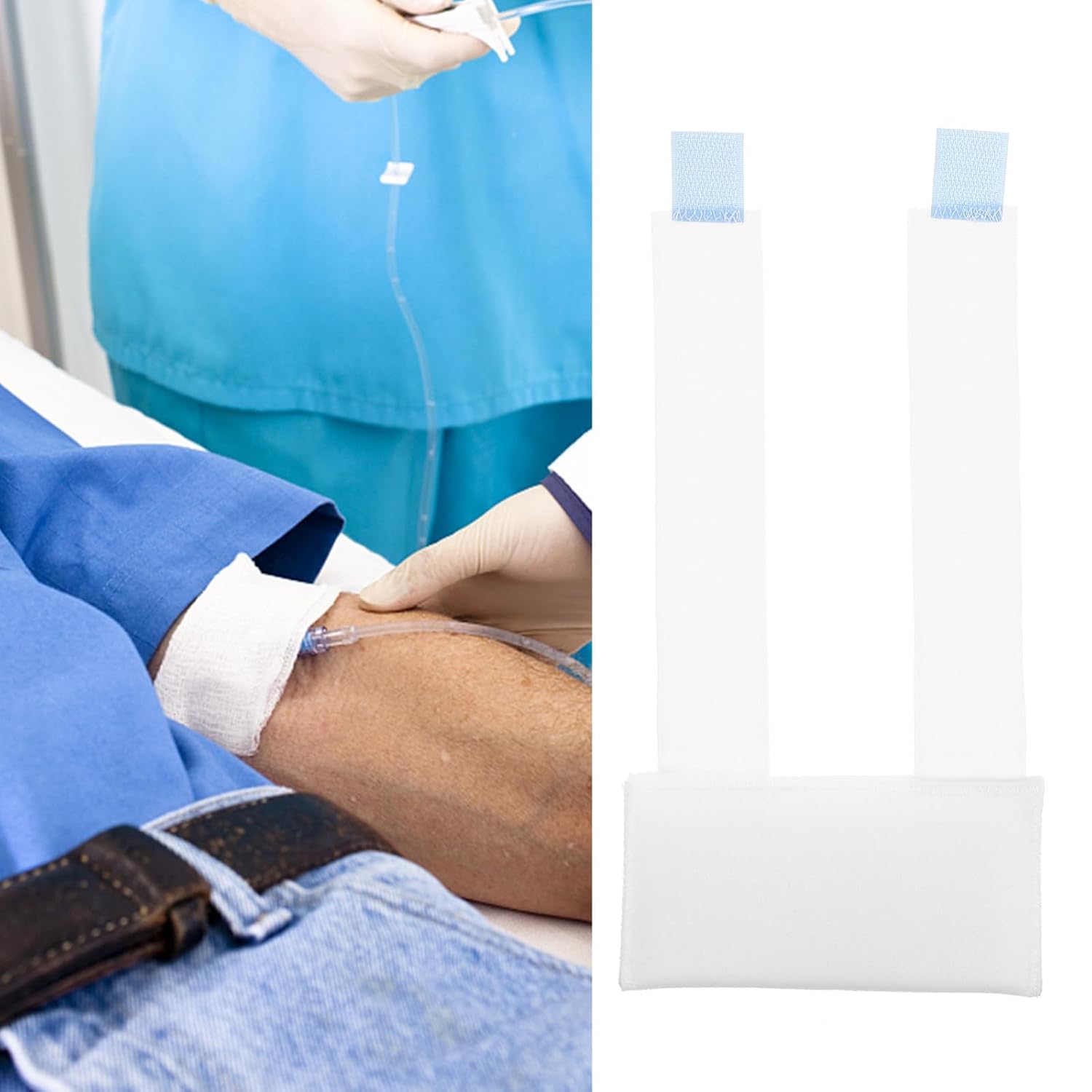 Adjustable Arm Fixing Strap White Infusion Board Fixing Band Lightweight Nylon and Polyurethane Material Ergonomic Design for Use