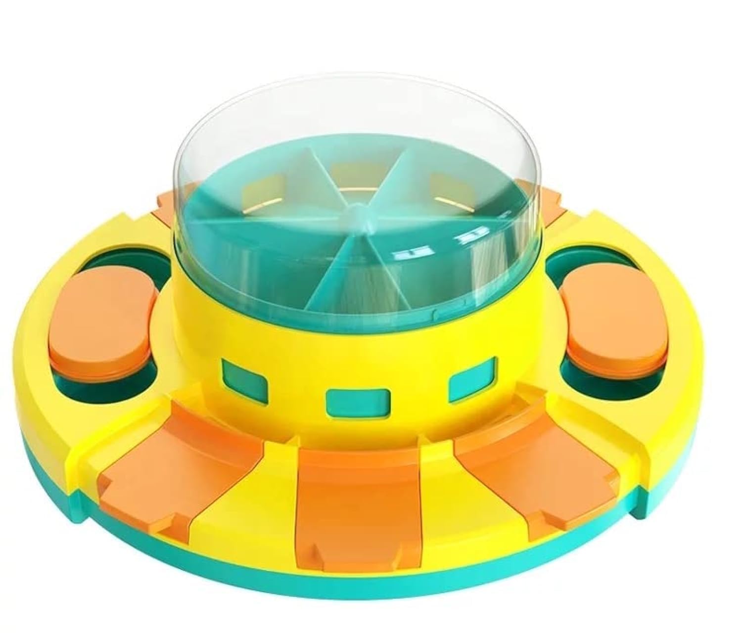 Piggy Poo and Crew Treat Popper Puzzle Game - Slow Feeder, Interactive Dog Toy Treat Dispenser, Food Puzzle Games for Small Animals (Blue and Yellow)