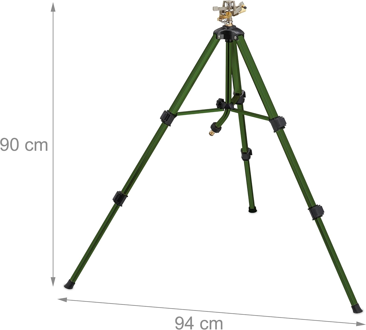 Relaxdays Sprinkler, Tripod, Range Max. 9 m, Sector Sprinkler, Sprinkler Angle 0-360°, Click Connection, Green/Black
