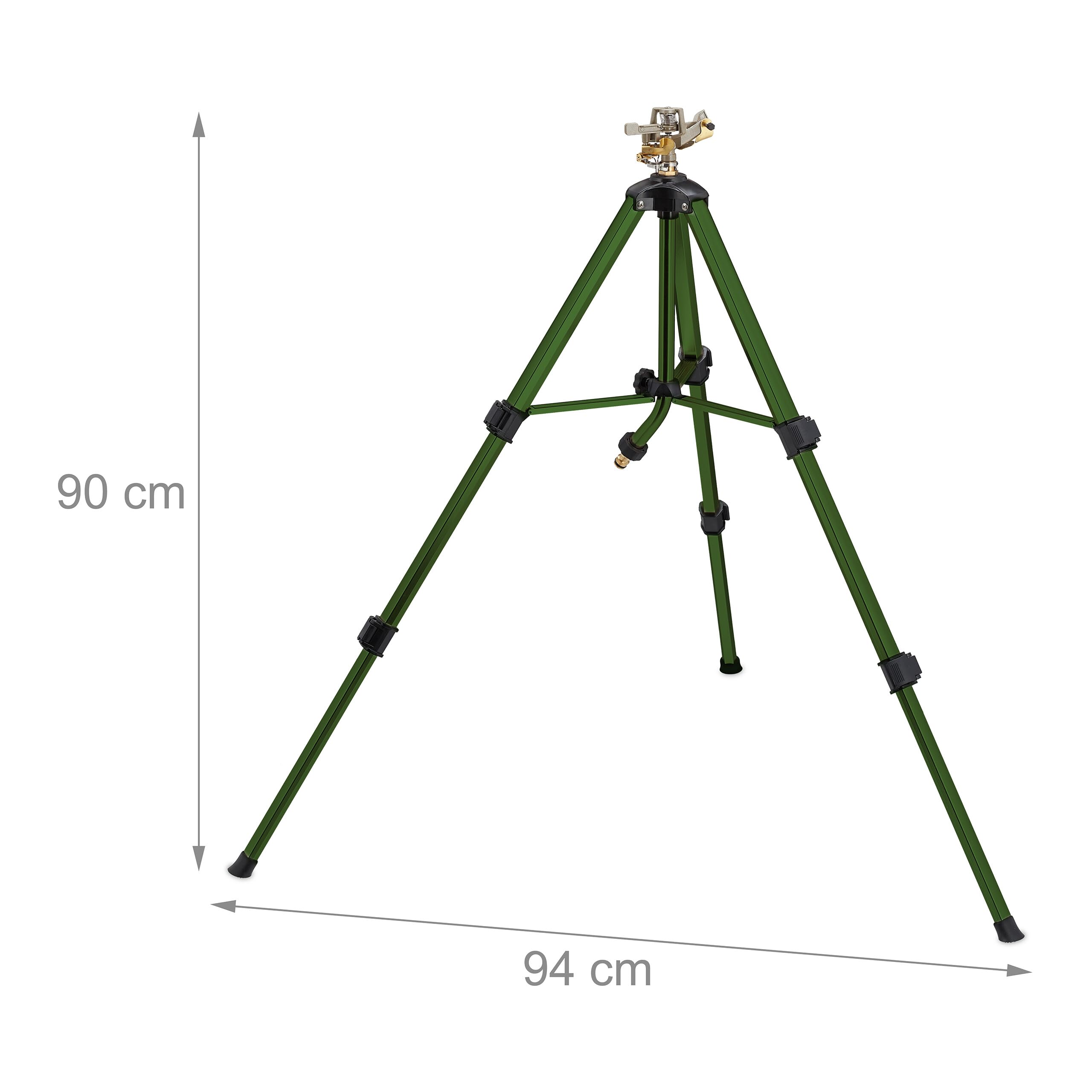 Relaxdays Arroseur de Jardin, sur trépied, portée Max. : 9 m, raccord Pratique, Angle 0-360°, Vert et Noir