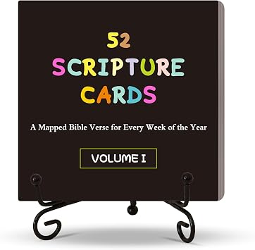 eageus 52 Scripture Cards with Display Stand, A Mapped Bible Verse for Every Week of The Year, Christian Mindset Cards for Bible Study, Inspirational Gift for Men, Women, Friends