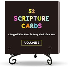 eageus 52 Scripture Cards with Display Stand, A Mapped Bible Verse for Every Week of The Year, Christian Mindset Cards for Bible Study, Inspirational Gift for Men, Women, Friends