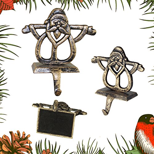Wrightus Christmas Decorations Christmas Stocking Holder Metal Christmas Stocking Hangers for Mantle Fireplace Free Standing Deer Snowman Santa Snowflake Indoors Vintage (Snowman)