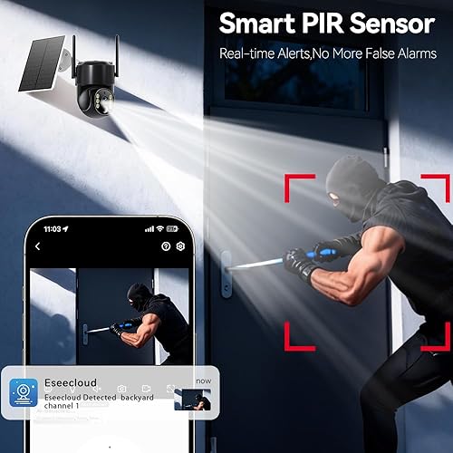 Miniatura 6 de Cámaras de seguridad solares inalámbricas para exteriores, cámaras WiFi alimentadas por batería 5G para seguridad del hogar, cámara solar para