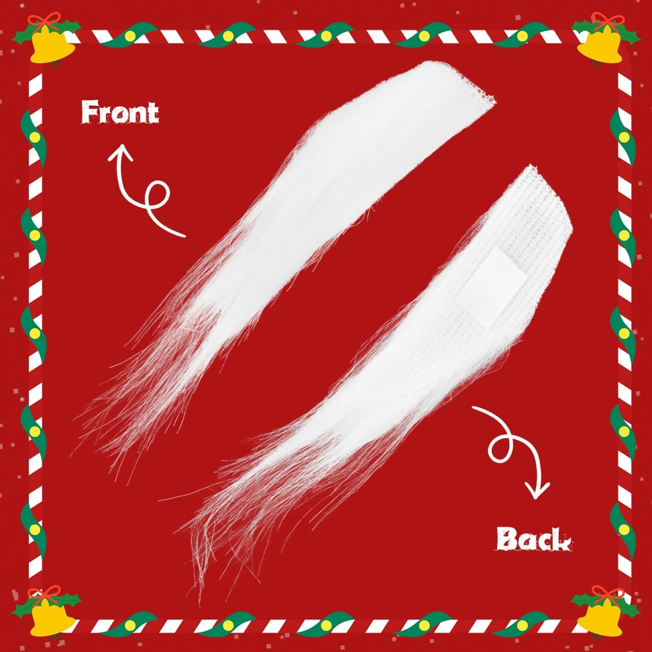PRETYZOOM 2Pcs Self-Adhesive Santa Claus Eyebrows, White Plush Fake Eyebrows for Christmas Party Cosplay and Holiday Costume Props