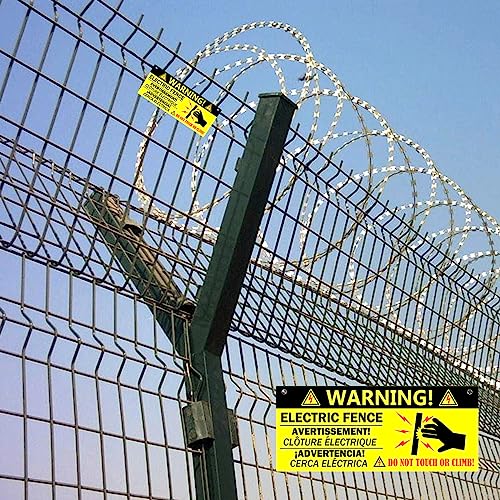 Electric Fence Warning Signs 10 Pcs Plastic Electric Fence Safe Warning Sign 10 x 4 Inch Electric Fence Sign Caution Warning Sign for Danger Electric Fence Sign Farm Home