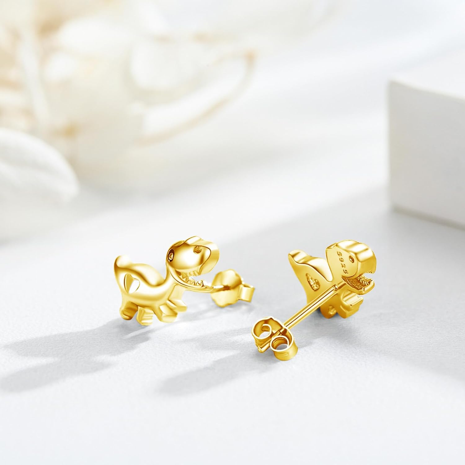 Sterling Silver Dinosaur/Turtle/Sheep/Dragonfly/Panda/Bunny/Mushroom/Cat/Spider Stud Earrings Animal Earring Hypoallergenic Jewelry Gifts for Women Sister Daughter