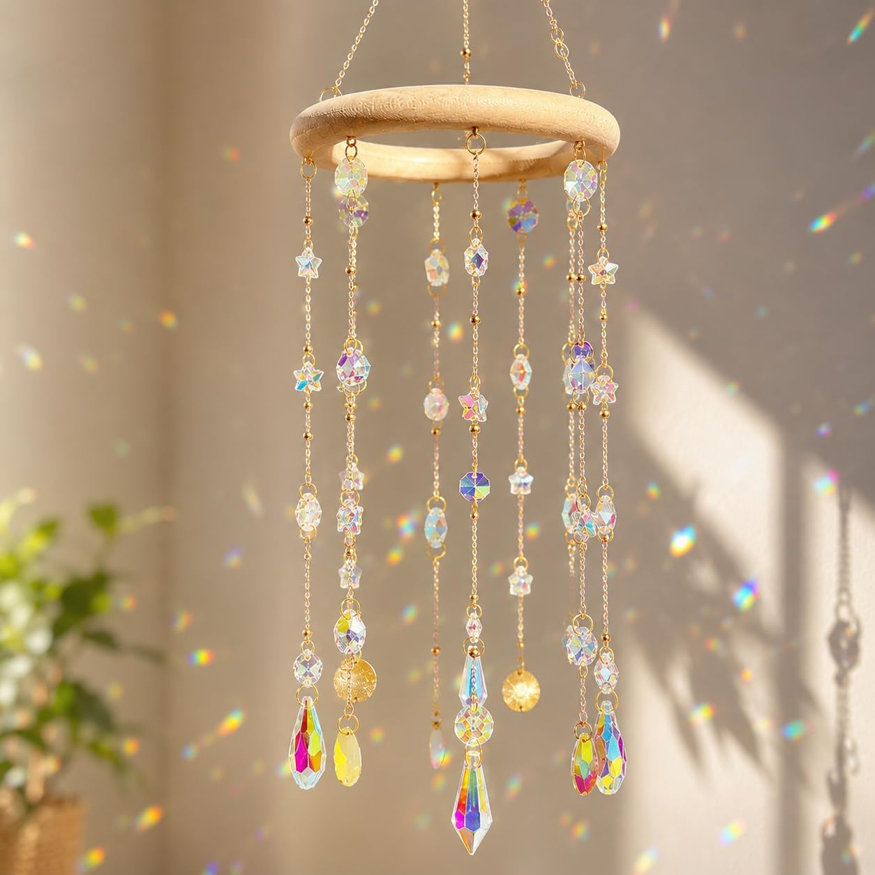 Crystal Suncatcher for Window, Ready-to-Hang Rainbow Decor - Aurora Halo