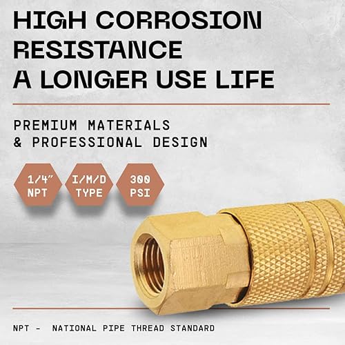 Miniatura 2 de Acopladores de aire hembra, rosca NPT de 14 pulgadas, kit de enchufe de acoplador de aire de conexión rápida, paquete de 10, juego de accesorios de