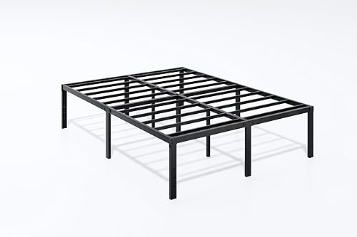 AROMUSTIM - Base de cama de metal de 18 pulgadas, plataforma de tamaño matrimonial, no necesita somier, resistente, estable y resistente, base de