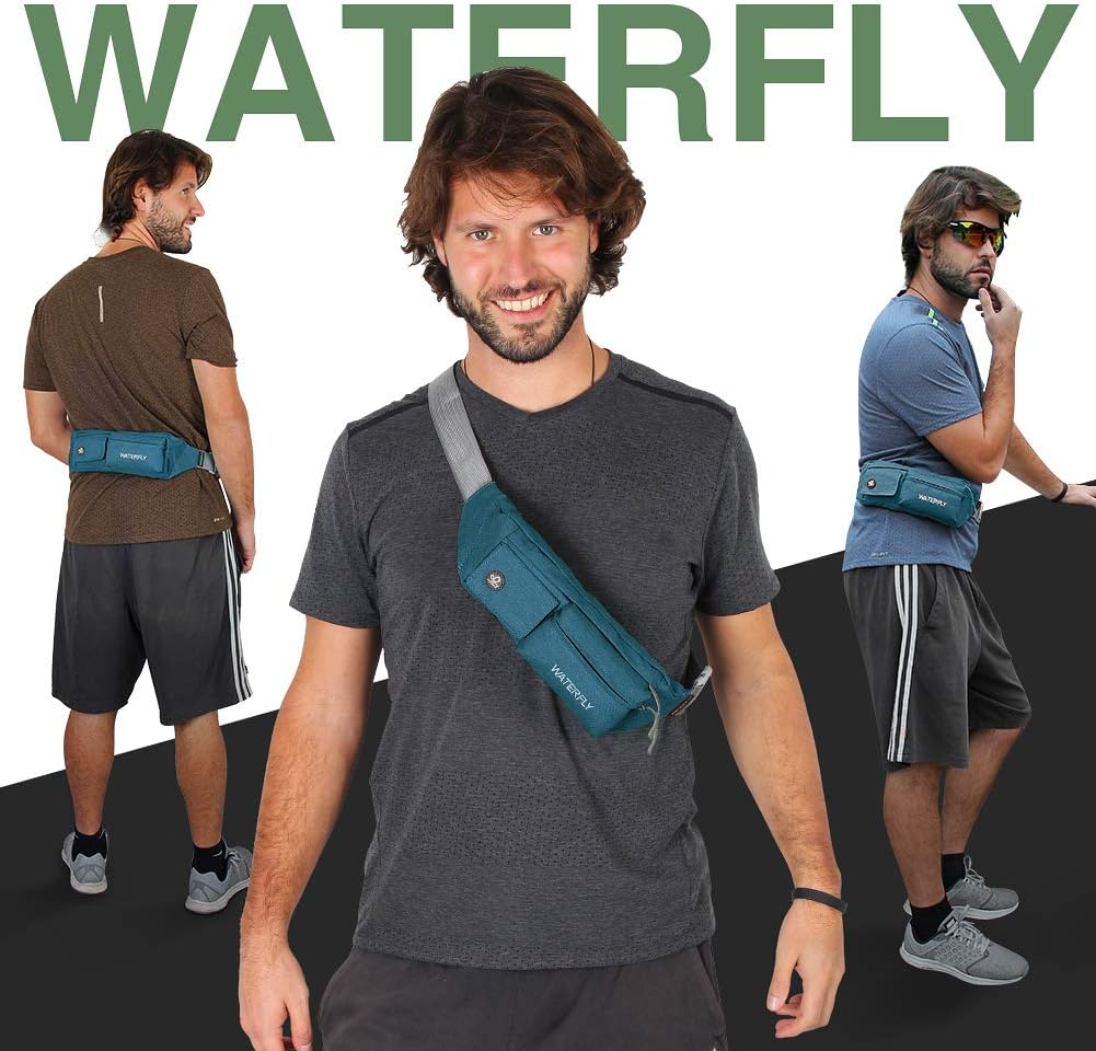 WATERFLY Fanny Pack for Women Men Water Resistant Small Waist Pouch Slim Belt Bag with 4 Pockets Lightweight Crossbody Chest Bag Fit All Phones, 11.02 x 2.1 x 4.3 inch,11.02 x 2.1 x 4.3 inch - Image 6