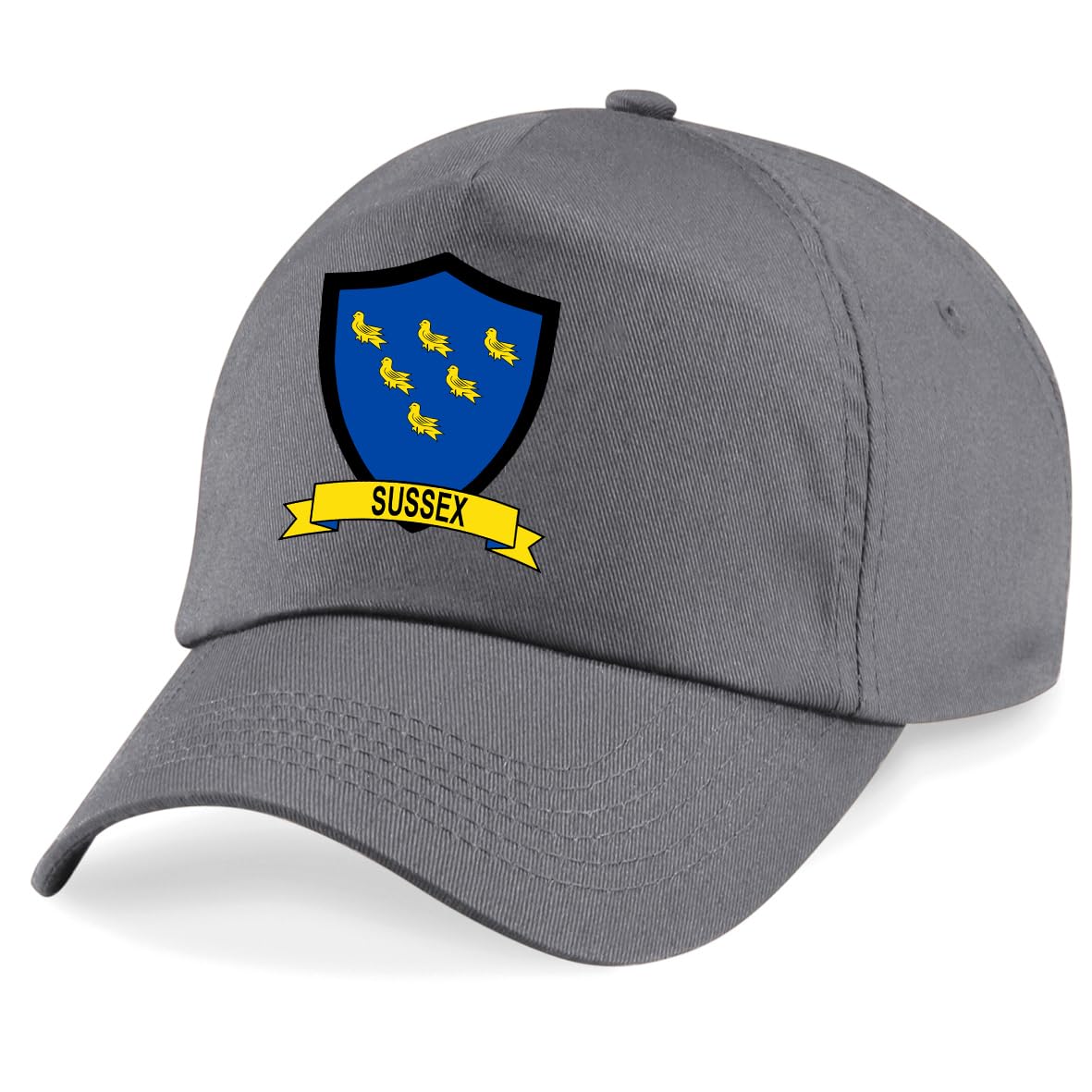 Sussex County Embroidered Baseball Cap Cricket Sport Your County Embroidery (Grey)