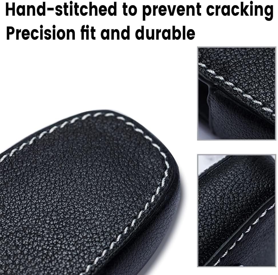 KUNIO Leather Car Key Fob Cover Case Compatible with Mazda 3 6 CX-4 CX-5 CX-8 CX-9 CX-30 MX5 2019-2025 Keychain 3 Button Key Holder Accessories B Black
