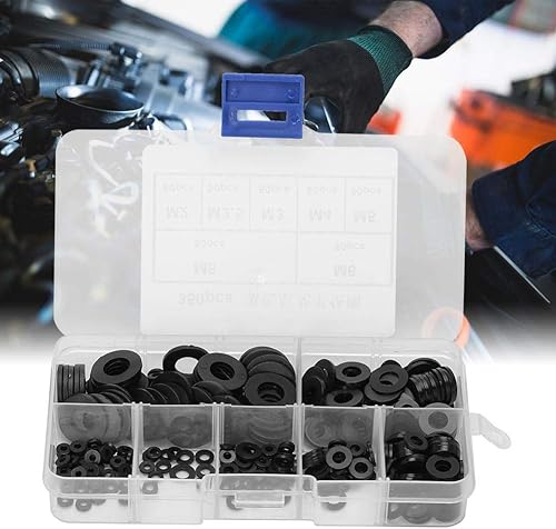 Miniatura 4 de 350pcs Negro Nylon Espaciador Junta Plana Junta O Ring Kit M2M2.5M3M4M5M6M8