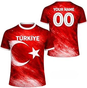Turkiye Soccer Jersey Personalized Name Number Men Women, Turkish Football Shirt Red White Fan Apparel Match Day Wear