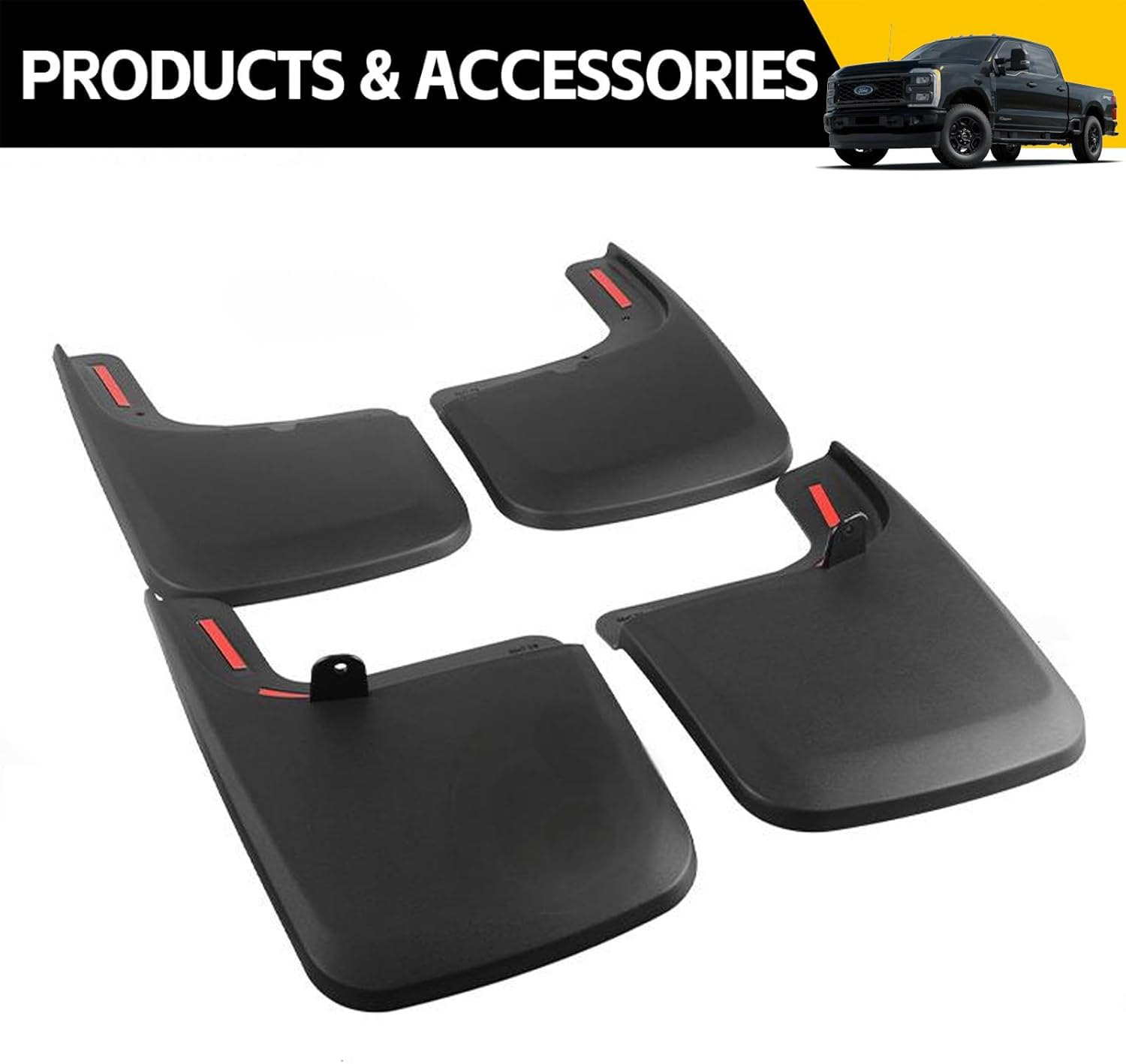 Mud Flaps Splash Guards for Ford F-250 F-350 2017-2024 (w/Single Rear Wheels & w/OEM Fender Flares) All Weather Mudflaps Mud Guard for Trucks Front Rear Set 4pc / No Need to Drill Holes