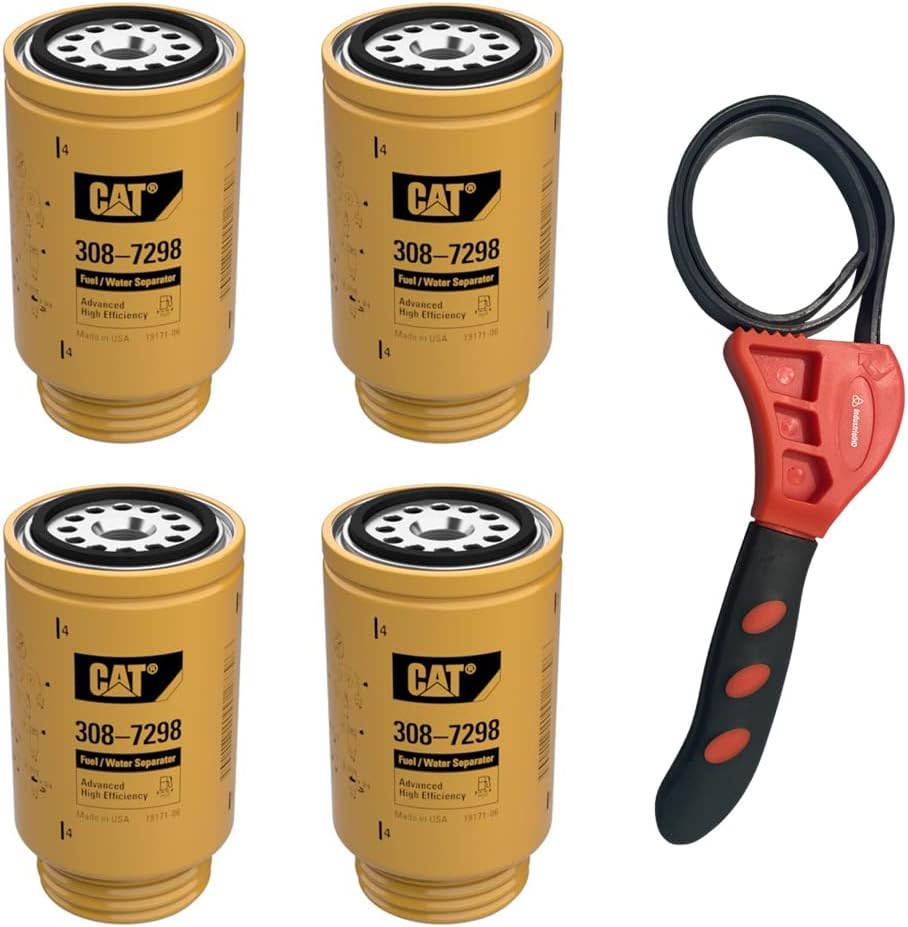 Caterpillar 308-7298 Fuel Water Separator w/IHD Strap Wrench Bundle (4)