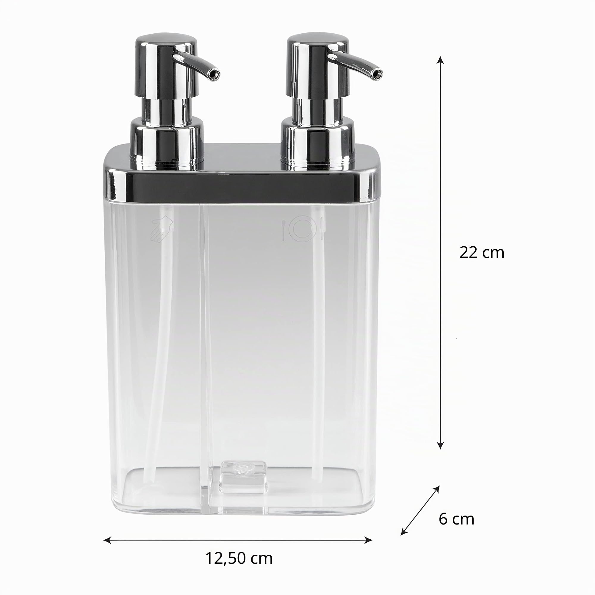 Kitchen Details Seifen- und Lotionspender für Bad und Küche, mit 2 Pumpen, transparent
