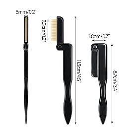 G2PLUS 2PCS Folding Eyelash Comb, Eyelash Separator Tool, Black Eyebrow Comb Metal Teeth, Eyelash Brush Tool for Lash & Brow