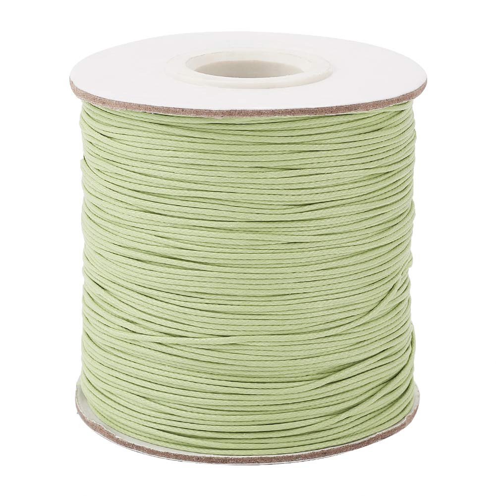 PandaHall 185 Yards/Roll 0.5mm Waxed Polyester Cord Waxed Thread Cord String for DIY Jewelry Necklace Bracelet Making (LightGreen)