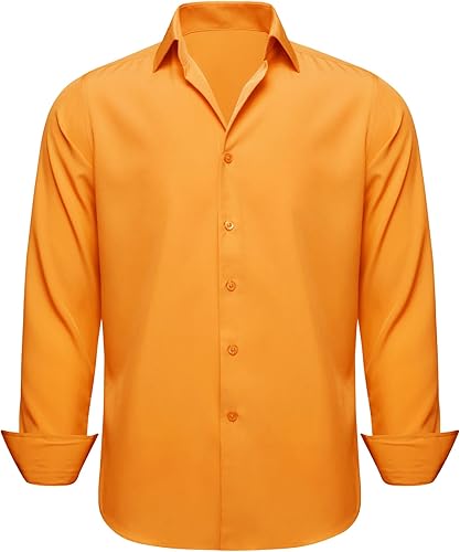 Barry.Wang Camisas de vestir sólidas de manga larga para hombre, camisa formal, cuello alfiler, multicolor, negocios, casual, camisas con botones