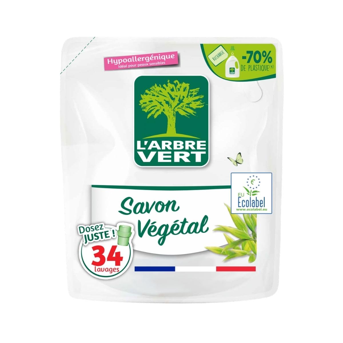 L'Arbre Vert Środek piorący, 1,5 l, mydło roślinne, 33 cykle prania, 1,5 l