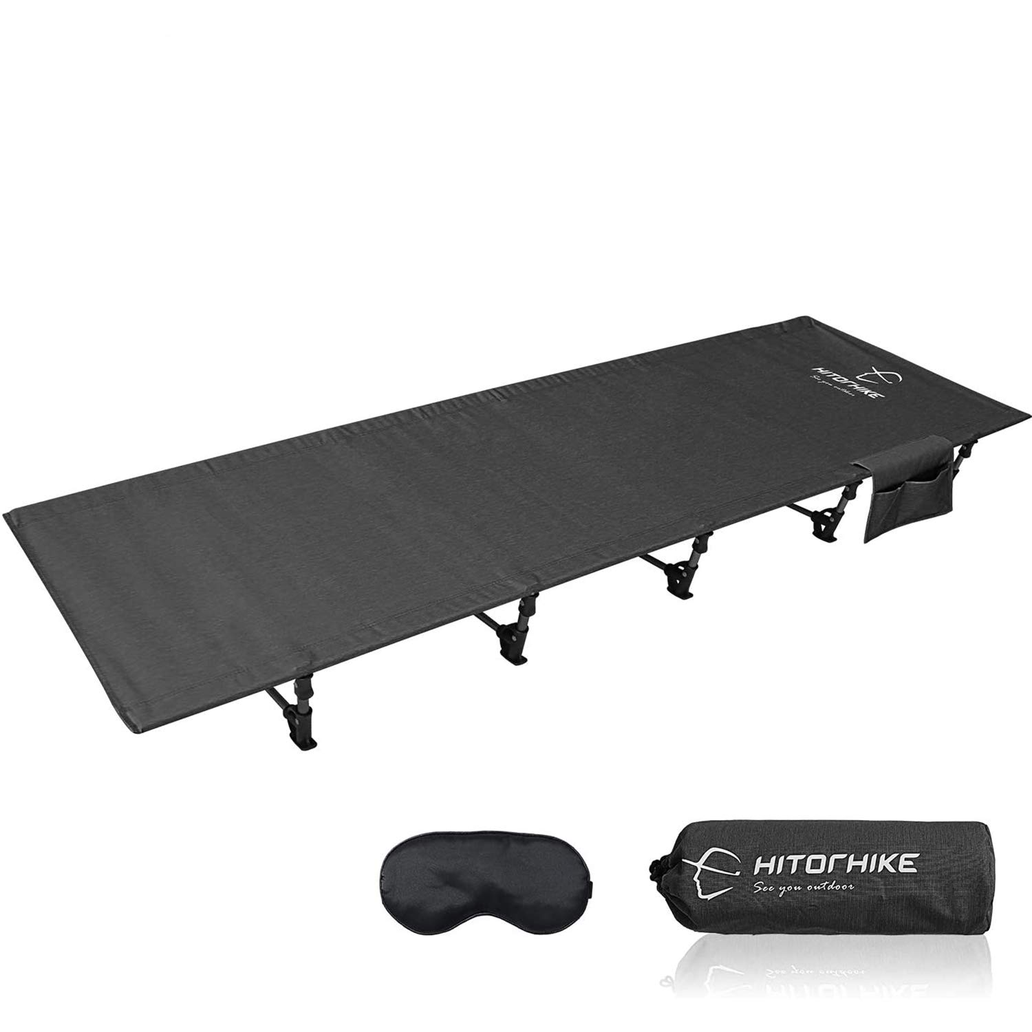 HITORHIKECamping Cot Compact Folding Cot Bed for Outdoor Backpacking Camping Cot Bed (Black)