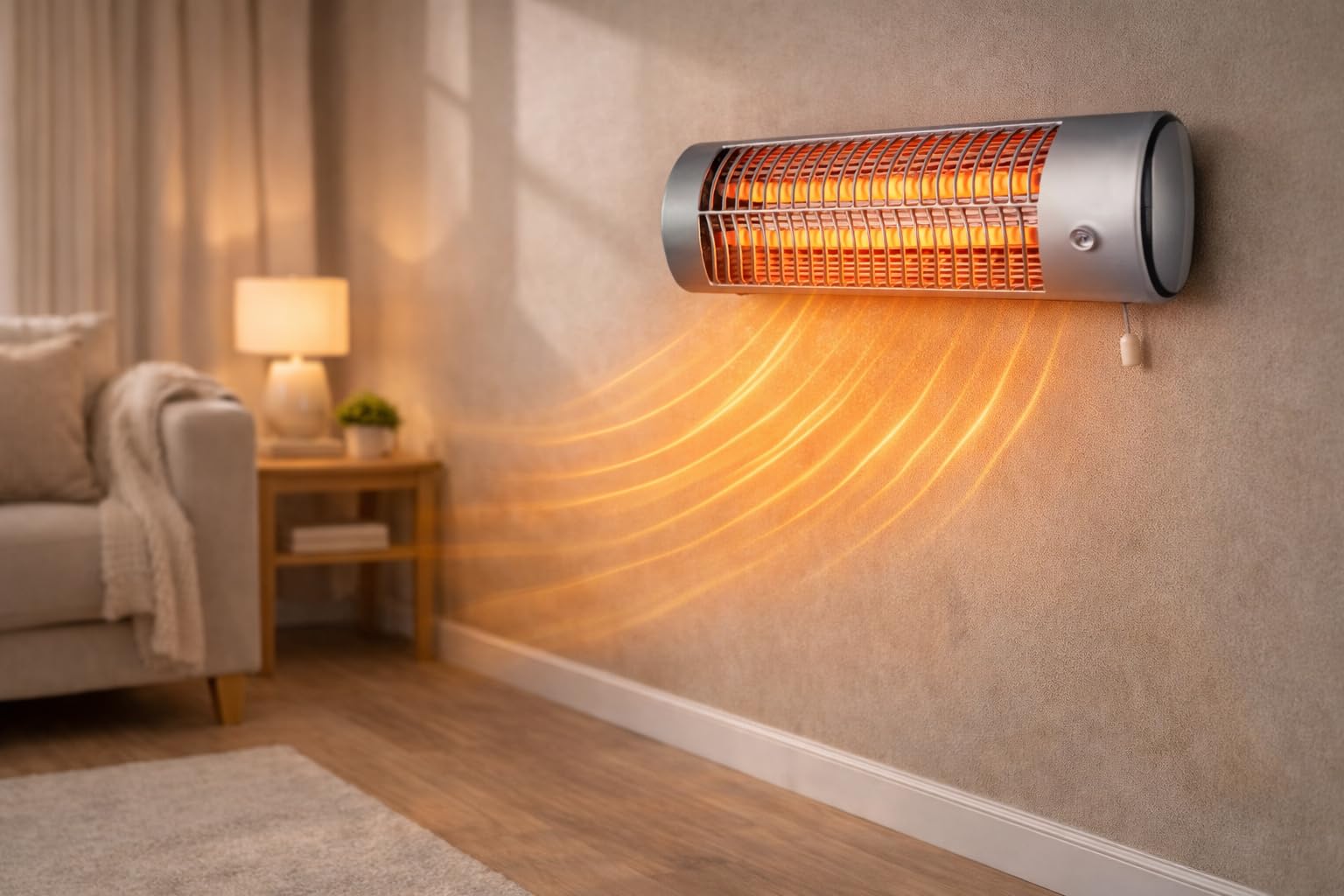 DREXON – Chauffage Infrarouge Mural 1200 W – Réglette Halogène Électrique – Chaleur Immédiate & Silencieuse – 2 Puissances 600/1200 W – IP24 Salle de Bain – Fixations Murales Incluses