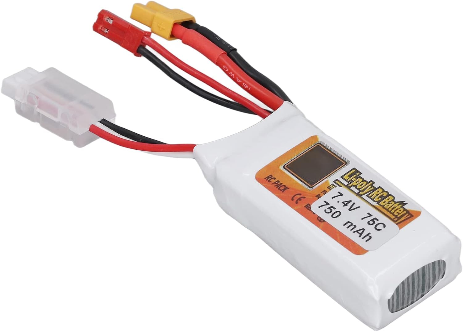 RC Lipo Battery, 2S 75C 750mAh 7.4V High Rate Discharge Li Poly RC