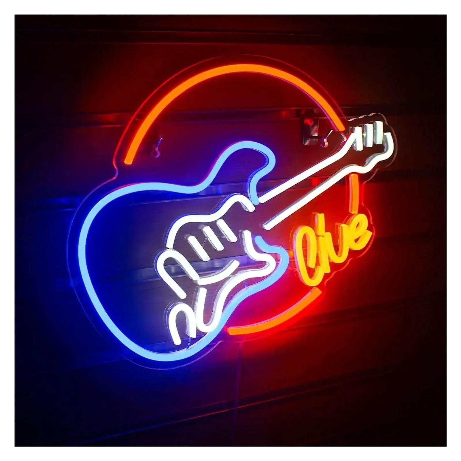 LEMST Signs Lamp Live Music Neon Sign Guitar Neon Light Sign for Music Studio Party Lover Girl Home Decor 30x24cm