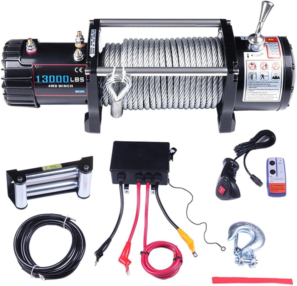 SCITOO 13000LBS Electric Winch 12V Steel Cable Off Road For Jeep Truck Towing Trailer