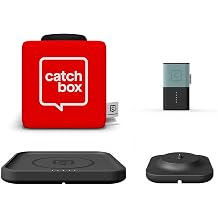 Catchbox Plus Pro Throwable Microphone System with 1 Red Cube, 1 Teal Clip, 1 Wireless Charger, and 1 Dock