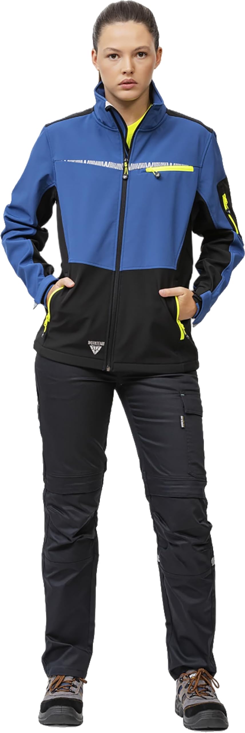 WORKTEAM Chaqueta Softshell, Corta Vientos Y Repelente al Agua, con Detalles Reflectantes, Forro Polar Interior, Transpirable y Resistente al Desgarro. Unisex