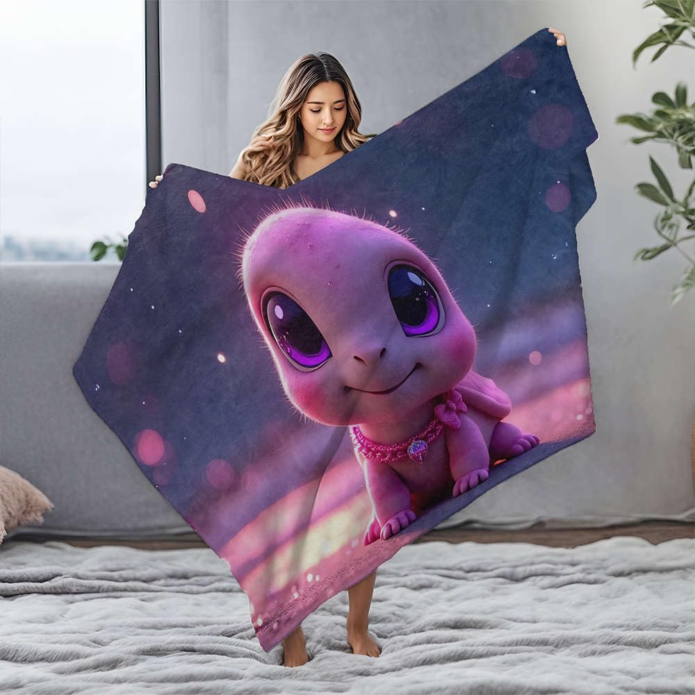 Couverture maman dinosaure rose en flanelle 150x200 cm avec collier photo