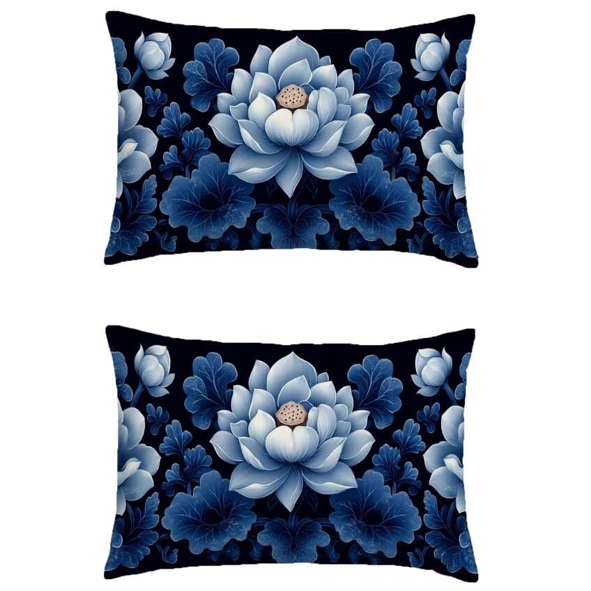 Housse de coussin double sided printing motif fleur girofle lin étanche 60x90cm