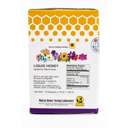Miniatura 2 de Mujeza - Cucharas de miel líquida de flores silvestres, 5.64 oz (paquete de 16 x 0.35 oz), 100% natural sin calentar, sin filtrar, sin pasteurizar,
