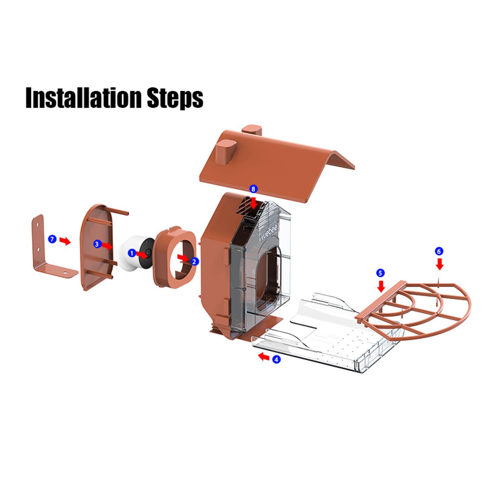 Generic Comedero para Pájaros Al Aire, Resistente a la Intemperie, Compatible con Cámara, Alimentador Ajustable para Observación de Aves y Seguridad, Plástico, 15,27x9,8 Pulgadas para Amantes de